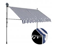 vidaXL Toldo manual retráctil con LED azul y blanco 300 cm