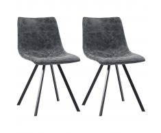 vidaXL Sillas de comedor 2 unidades cuero sintético negro
