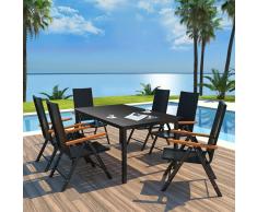 vidaXL Conjunto de comedor de jardín 7 piezas ratán sintético negro