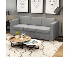 vidaXL Sofá de 3 plazas tela gris claro
