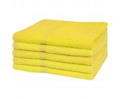 vidaXL Toallas de baño 5 uds. 100% algodón 360 g/m² 100x150cm amarilla