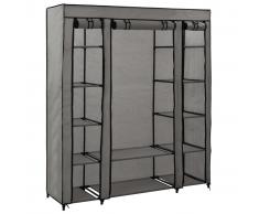 vidaXL Armario con compartimentos y varillas tela gris 150x45x176 cm