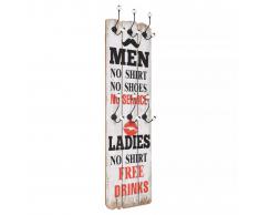 vidaXL Perchero de pared MEN LADIES con 6 ganchos 120x40 cm
