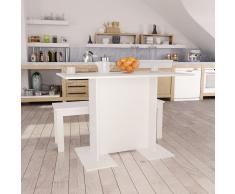 vidaXL Mesa de comedor de aglomerado blanco 110x60x75 cm