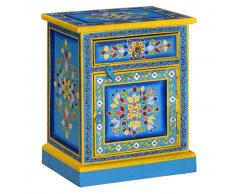 vidaXL Mesita de noche madera maciza de mango turquesa pintada a mano