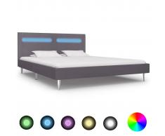 vidaXL Estructura de cama con LED tela gris 180x200 cm