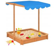 vidaXL Caja de arena con techo ajustable de madera azul UV50