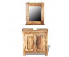 vidaXL Mueble de lavabo con espejo madera de mango maciza