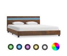 vidaXL Estructura de cama con LED tela marrón 120x200 cm