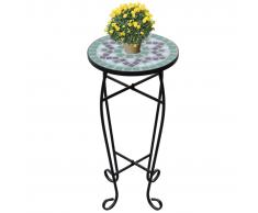 vidaXL Mesa auxiliar mosaico para plantas verde y blanca