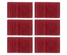 vidaXL Manteles individuales 6 uds Chindi liso algodón burdeos 30x45cm
