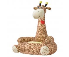 vidaXL Silla de peluche para niños jirafa marrón