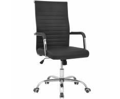 vidaXL silla de oficina de cuero artificial 55x63 cm color negro