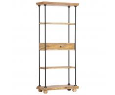 vidaXL Estantería 5 niveles madera maciza mango y acero 80x35x180 cm