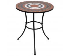 vidaXL Mesa de bistro terraza mosaico terracota y blanco 60 cm