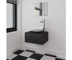 vidaXL Conjunto de mueble y lavabo 3 piezas negro
