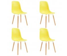 vidaXL Sillas de comedor 4 unidades plástico amarillo