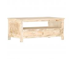 vidaXL Mesa de centro de madera maciza de mango blanco 90x50x40 cm