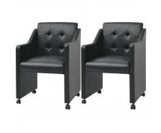 vidaXL Sillas de comedor 2 unidades cuero sintético negro