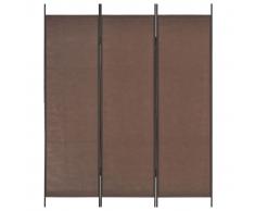 vidaXL Biombo divisor de 3 paneles marrón 150x180 cm
