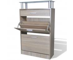 vidaXL Mueble zapatero con un cajón y y estante superior de vidrio