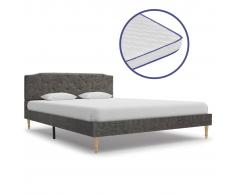 vidaXL Cama con colchón viscoelástico tela gris oscuro 140x200 cm