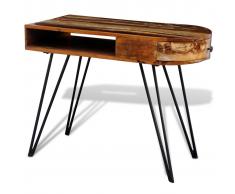 vidaXL Escritorio de madera reciclada con patas de hierro