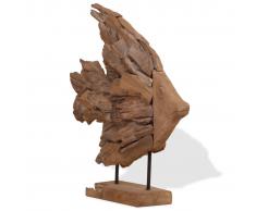 vidaXL Escultura en forma de pez de madera de teca 40x12x57 cm