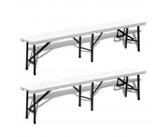 vidaXL Bancos de jardín plegables 2 unidades 180 cm HDE blanco