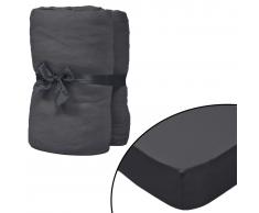 vidaXL Sábana bajera para cama de agua 1,8x2m algodón gris 2 uds