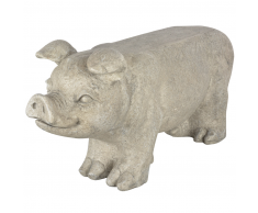 Esschert Design Banco de piedra para jardín cerdo gris AV13