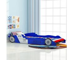 vidaXL Cama con forma de coche de carreras para niños azul 90x200 cm