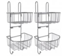vidaXL Estantería de ducha 2 estantes 2 piezas metal