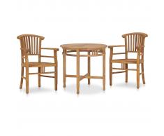 vidaXL Conjunto de comedor de jardín 3 piezas madera maciza de teca