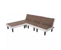 vidaXL Sofá cama doble modular de tela y PVC marrón y blanco
