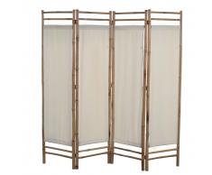 vidaXL Biombo plegable con 4 paneles 160 cm bambú lona