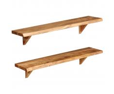 vidaXL Estantes de pared 2 uds. 90x20x16 cm madera maciza de acacia