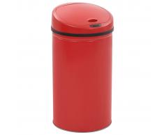 vidaXL Cubo de basura con sensor 42 L rojo