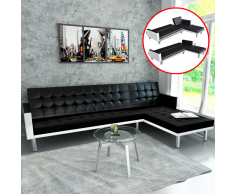 vidaXL Sofá cama en forma de L cuero sintético negro