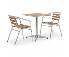 vidaXL Set de mesa y sillas de jardín 3 piezas aluminio y WPC plateado