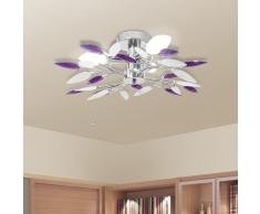 vidaXL Lámpara de techo con brazos de cristal hojas blanco y morado