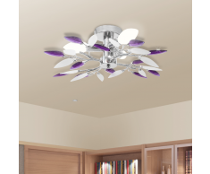 vidaXL Lámpara de techo con forma hojas, cristal acrílico blanco y morado