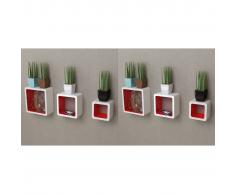 vidaXL Estanterías de cubos para pared 6 unidades blanco y rojo