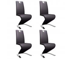 vidaXL Sillas de comedor forma de zigzag 4 uds cuero sintético marrón