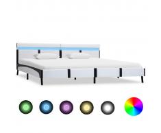 vidaXL Estructura de cama con LED de cuero sintético blanco 180x200 cm