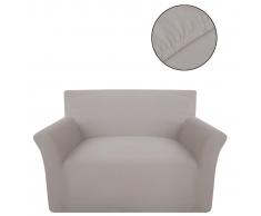 vidaXL funda elástica para sofá de punto de algodón color beige