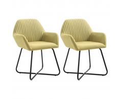 vidaXL Sillas de comedor 2 unidades tela verde