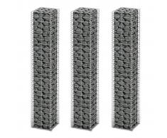 vidaXL Cestas de muro de gaviones alambre galvanizado 25x25x150cm 3 ud