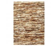 vidaXL Alfombra de cuero genuino peludo marrón/blanco 120x170 cm