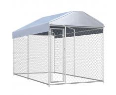 vidaXL Perrera de exterior con toldo 382x192x235 cm